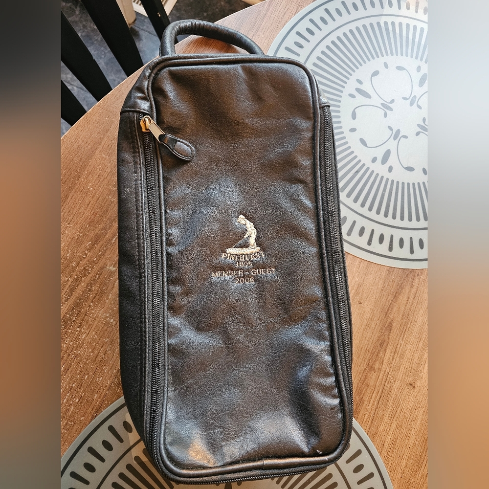 Vtg Pinehurst Member Guest 2006 Golf Shoe‎ Bag Faux Leather Embroidered Logo NC